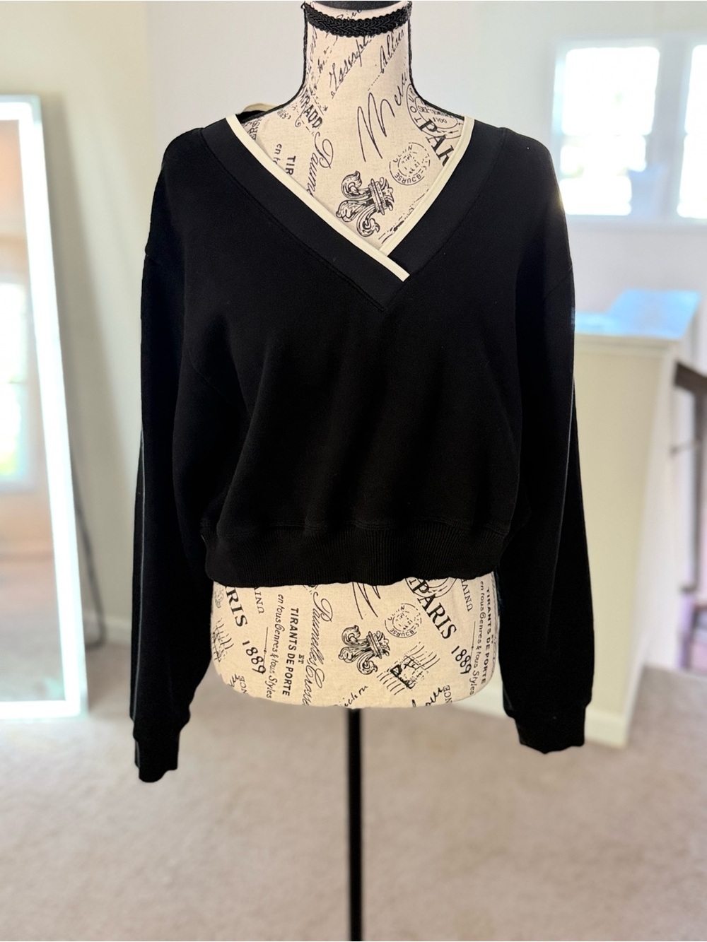 Victoria’s Secret PINK Black V-Neck Women's Sweater with Contrast Trim